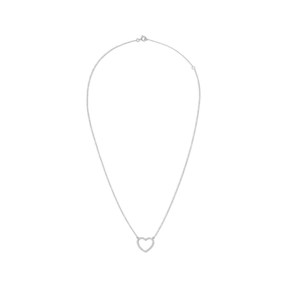 Diamond Open Heart Pendant in 10K White Gold (1/8 ct. tw.) – Image 3 of 4