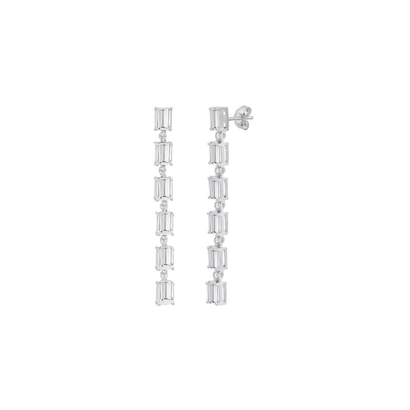 Lab-Created White Sapphire Drop Earrings in Sterling Silver – Image 1 of 1