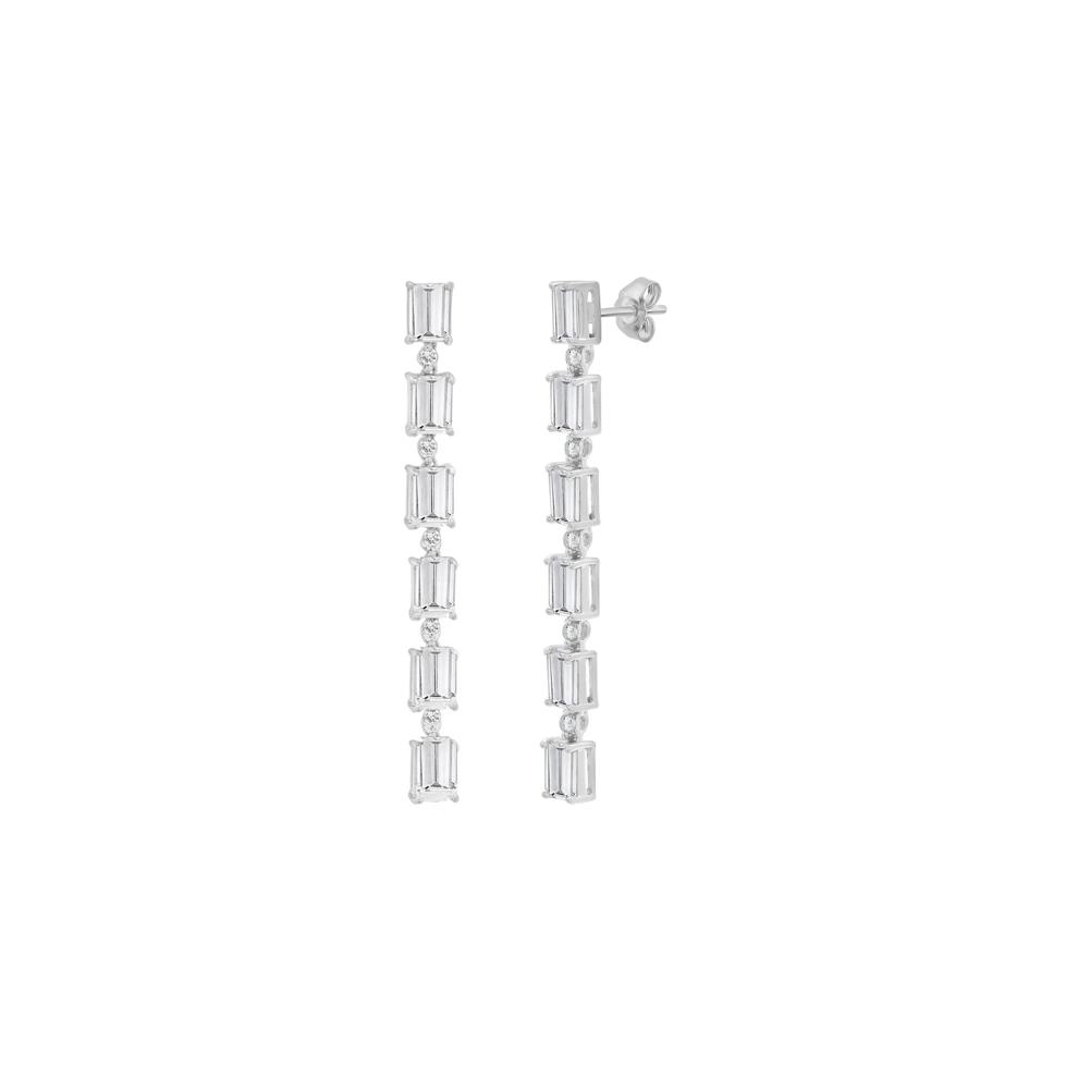 Lab-Created White Sapphire Drop Earrings in Sterling Silver – Image 1 of 1