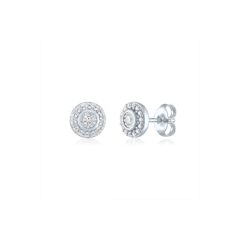 Lab Grown Diamond Halo Illusion Stud Earrings &amp; Pendant Set in Sterling Silver &#40;1/3 ct. tw.&#41; – Image 2 of 5