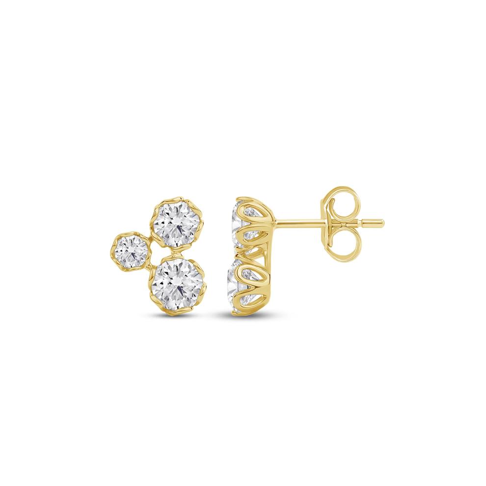 Lab Grown Diamond Earrings in 14K Yellow Gold (1 1/2 ct. tw.) – Image 3 of 3
