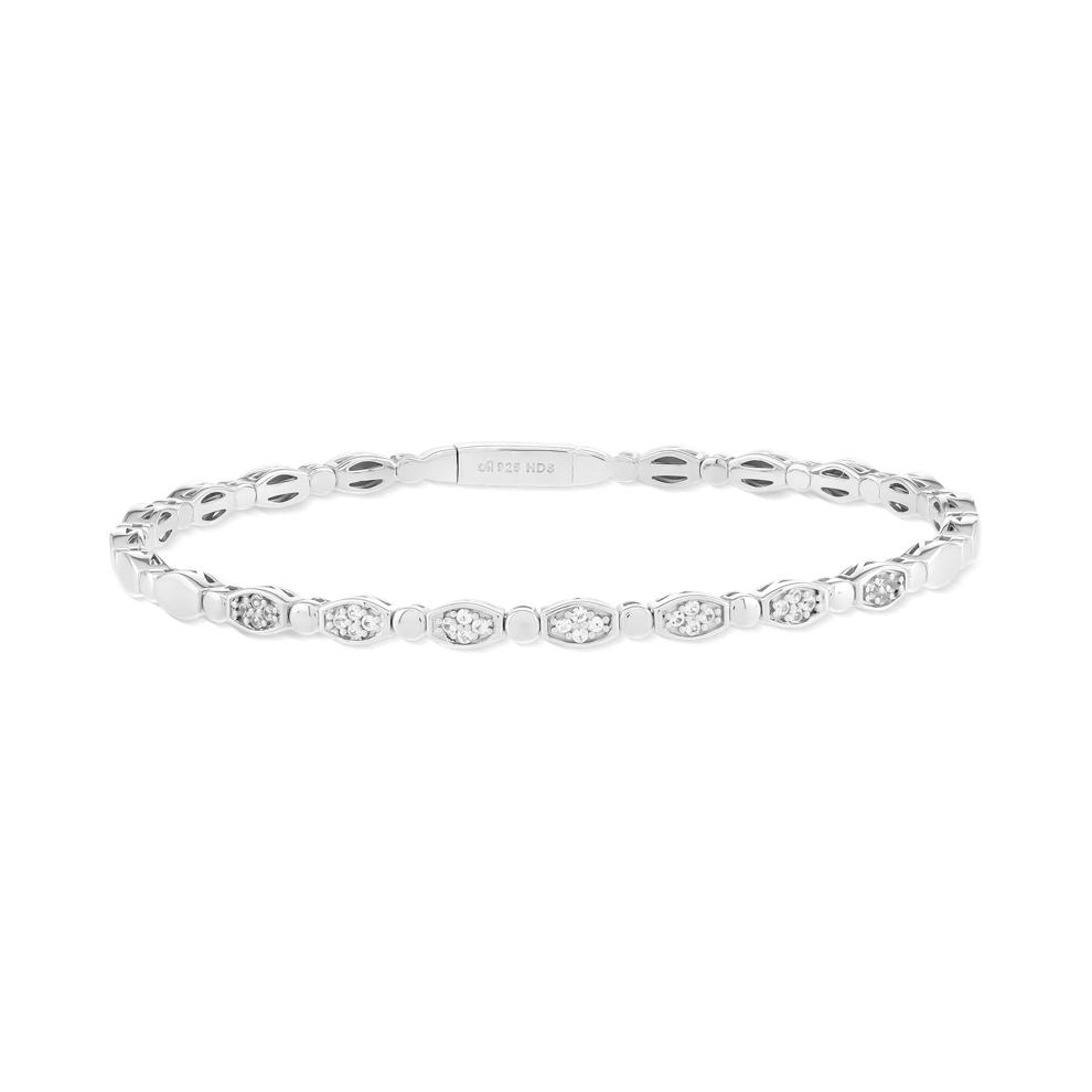 Lab-Created White Sapphire Flex Bangle Bracelet in Sterling Silver, 7.25" – Image 1 of 2