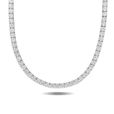 Lab Created White Sapphire Tennis Necklace in Sterling Silver