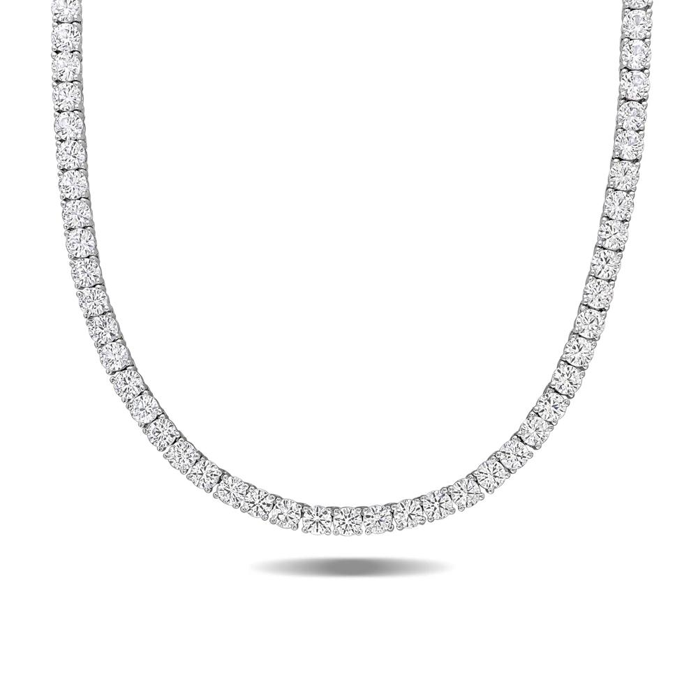 Lab Created White Sapphire Tennis Necklace in Sterling Silver – Image 1 of 4