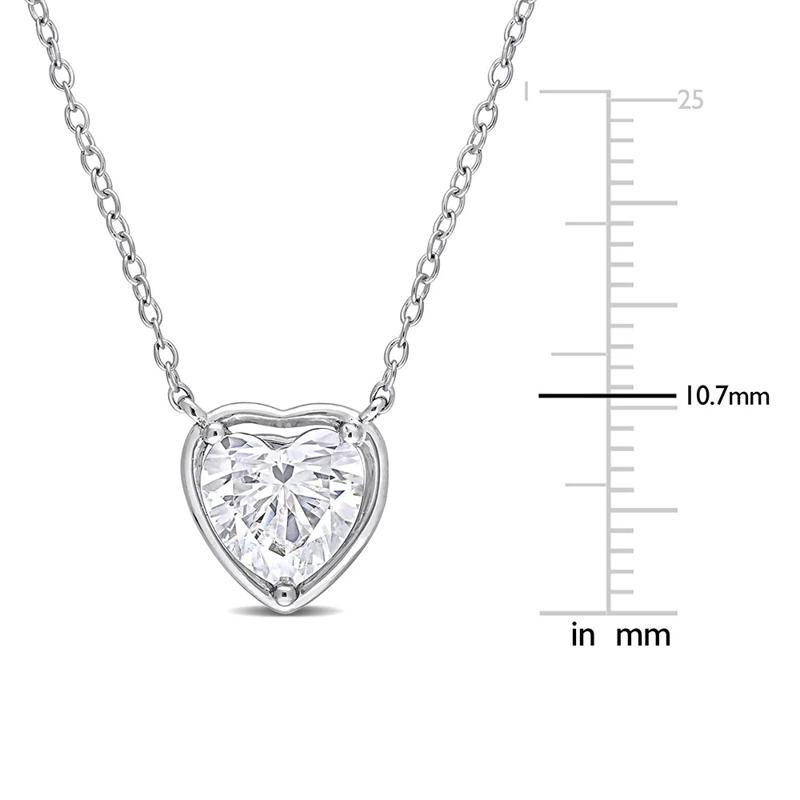 Heart-Shaped Moissanite Necklace in Sterling Silver &#40;2 ct. dew&#41; – Image 2 of 3