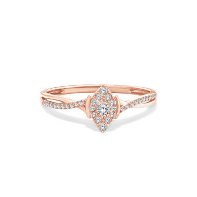 Diamond Marquise Composite Center Promise Ring in 10K Rose Gold (1/7 ct. tw.)