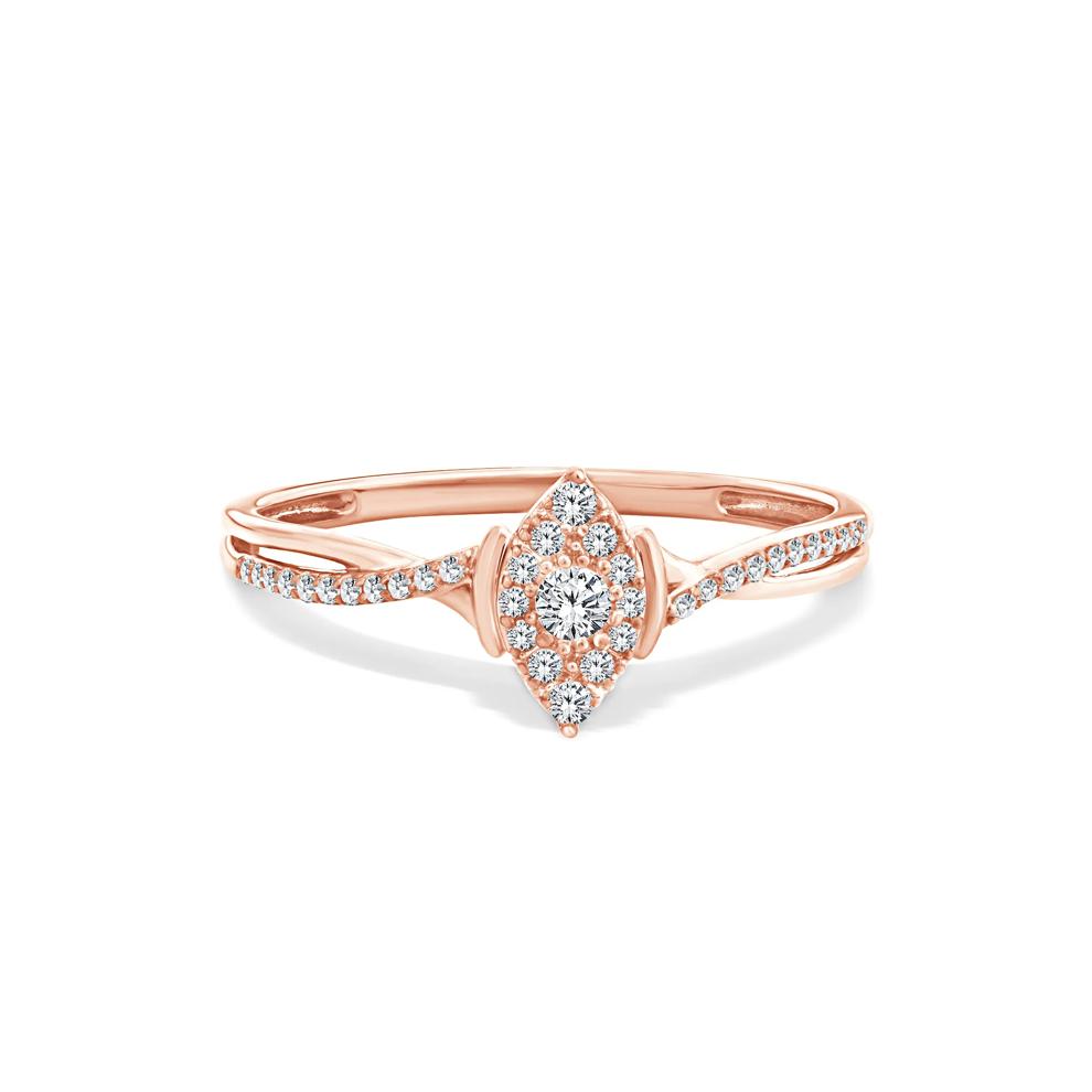 Diamond Marquise Composite Center Promise Ring in 10K Rose Gold (1/7 ct. tw.) – Image 1 of 4
