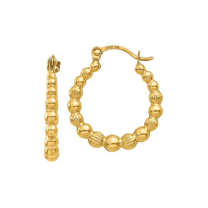 Beaded Hoop Earrings in 14K Yellow Gold, 18MM – Image 1 of 1