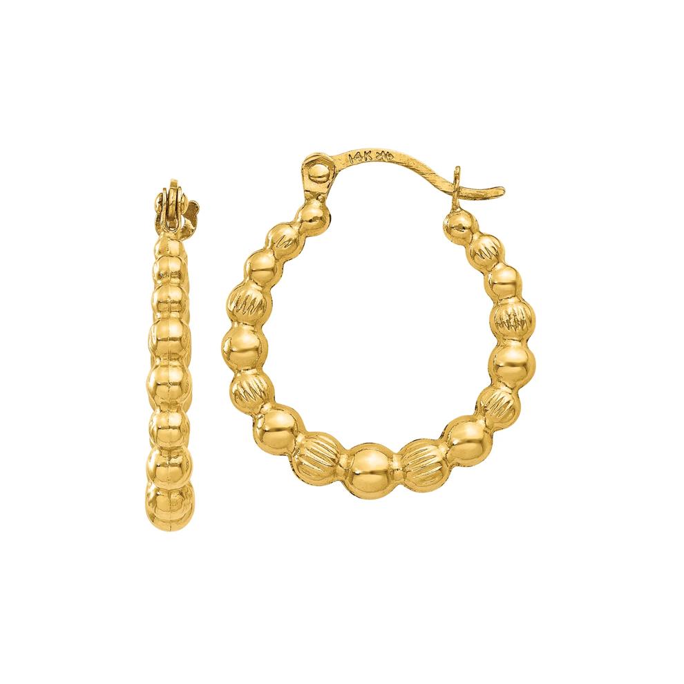 Beaded Hoop Earrings in 14K Yellow Gold, 18MM – Image 1 of 1