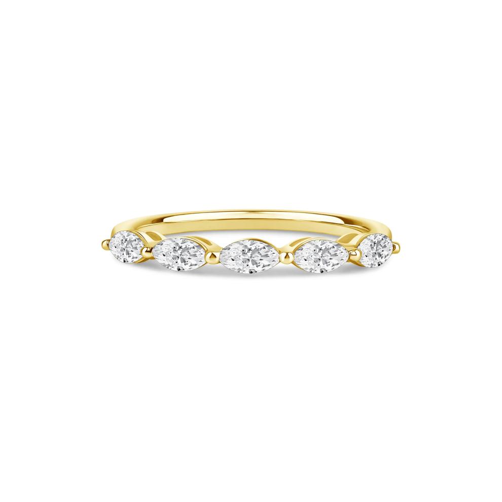 Lab Grown Diamond Marquise-Cut 5-Stone Anniversary Band in 14K Yellow Gold – Image 1 of 3