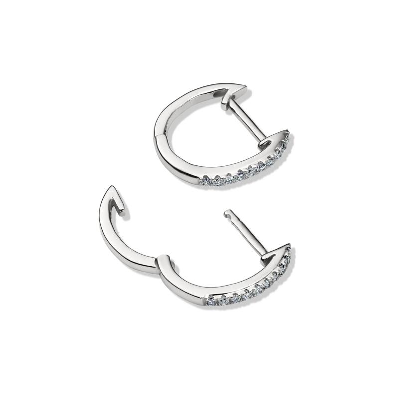 Diamond Huggie Hoop Earrings in 14K White Gold &#40;1/10 ct. tw.&#41; – Image 2 of 2