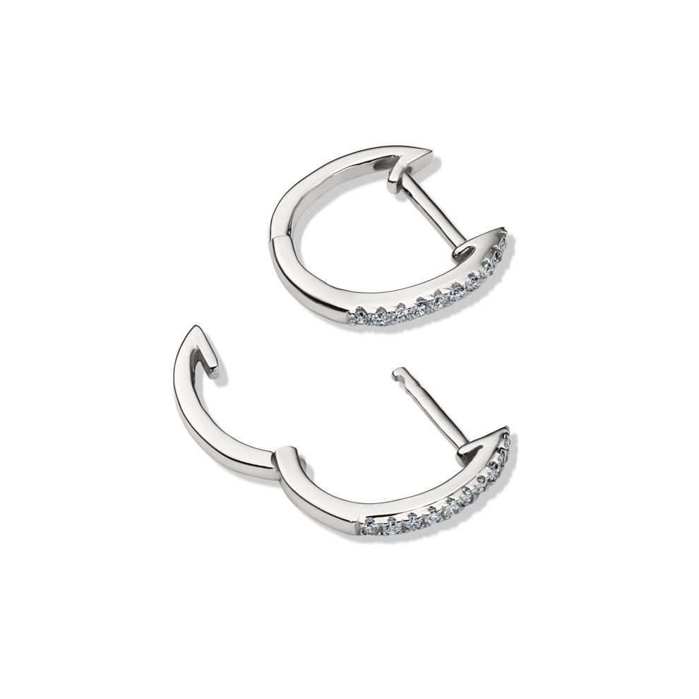 Diamond Huggie Hoop Earrings in 14K White Gold (1/10 ct. tw.) – Image 2 of 2