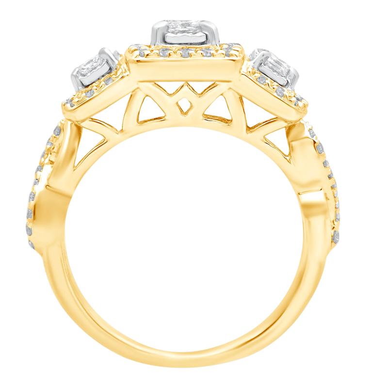 Princess-Cut Diamond Three-Stone Ring in 10K Yellow Gold &#40;1/2 ct. tw.&#41; – Image 2 of 3