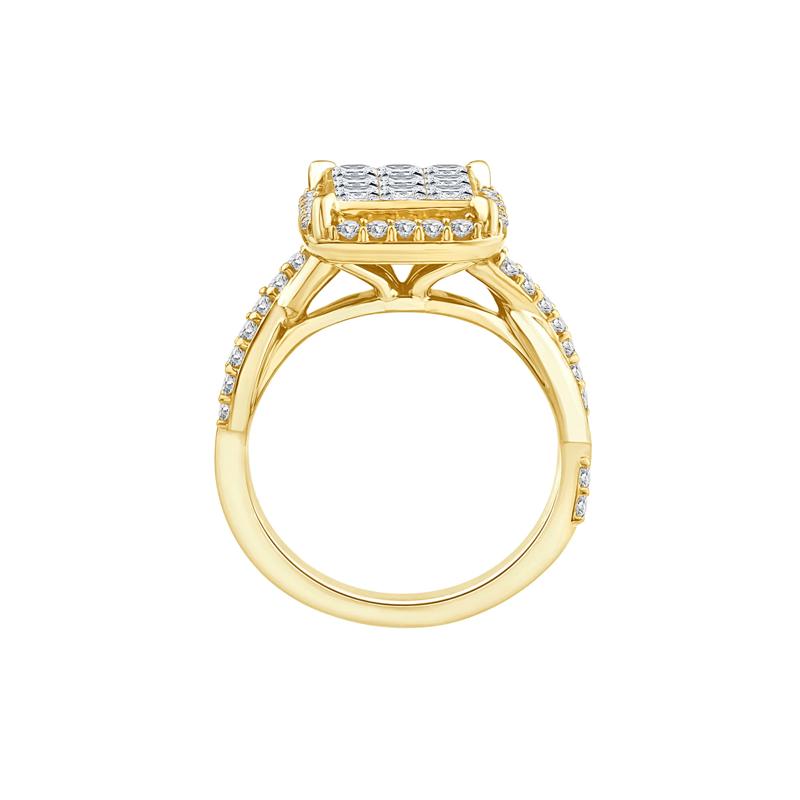 Diamond Composite Halo Engagement Ring in 10K Yellow Gold (1 1/3 ct. tw.) – Image 2 of 3