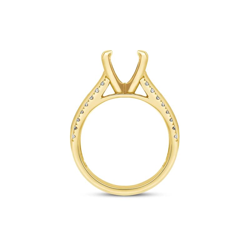 1 ct. tw. Round and Baguette-Cut Diamond Semi-Mount Engagement Ring in 14k Yellow Gold &#40;Setting Only&#41; – Image 4 of 6