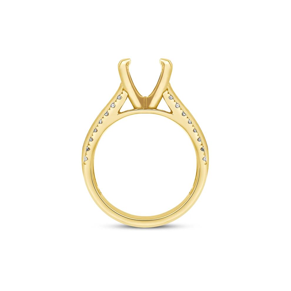 1 ct. tw. Round and Baguette-Cut Diamond Semi-Mount Engagement Ring in 14k Yellow Gold (Setting Only) – Image 4 of 6