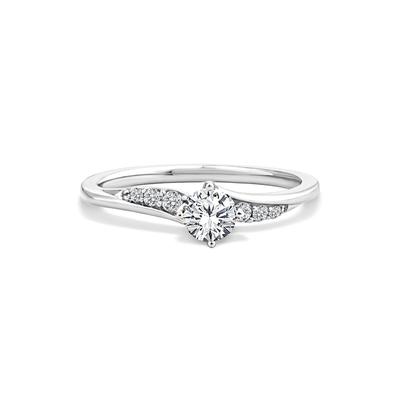 Lab Grown Diamond Round Center Promise Ring in 10K White Gold (1/2 ct. tw.)
