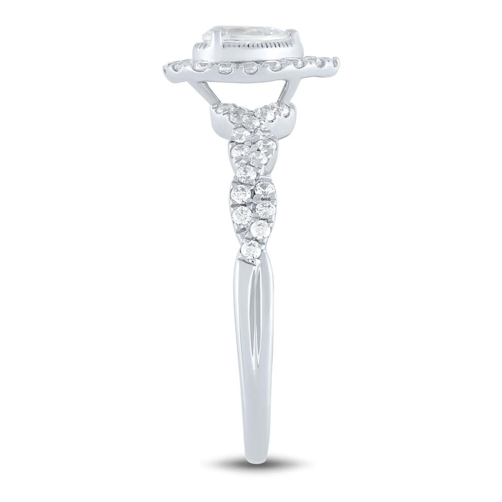 Diamond Pear-Shaped Halo Engagement Ring in 10K White Gold (1/2 ct. tw.)  – Image 3 of 3