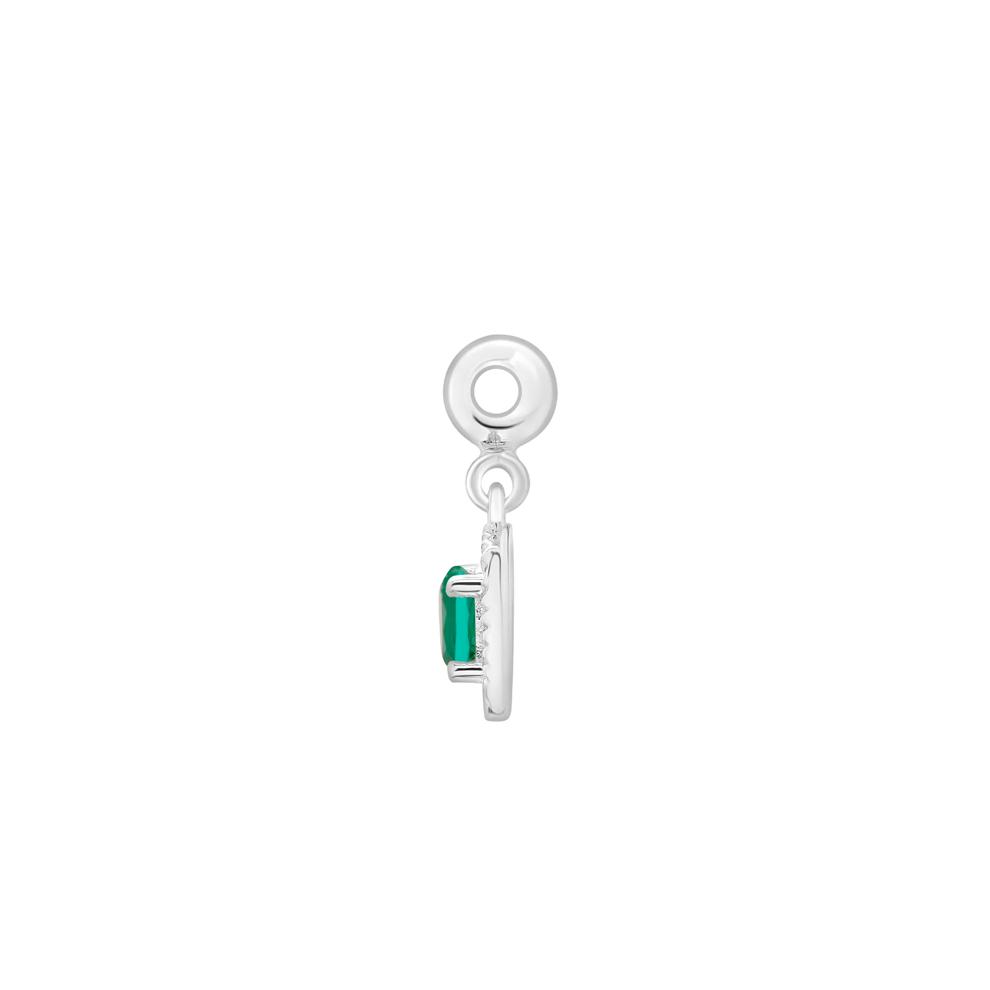 Lab-Created Emerald Medallion Birthstone Bead Charm in Sterling Silver – Image 2 of 3
