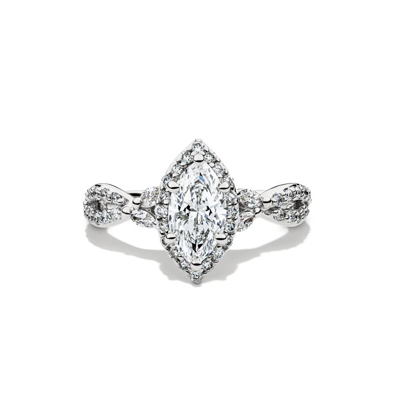 Lab Grow Diamond Marquise-Cut Halo Engagement Ring in 14K White Gold &#40;1 1/2 ct. tw.&#41; – Image 1 of 3