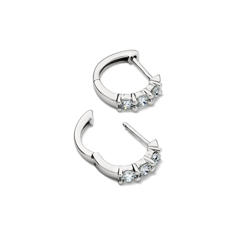 Lab Grown Diamond Huggie Hoop Earrings in 14K White Gold &#40;1/2 ct. tw.&#41; – Image 2 of 2