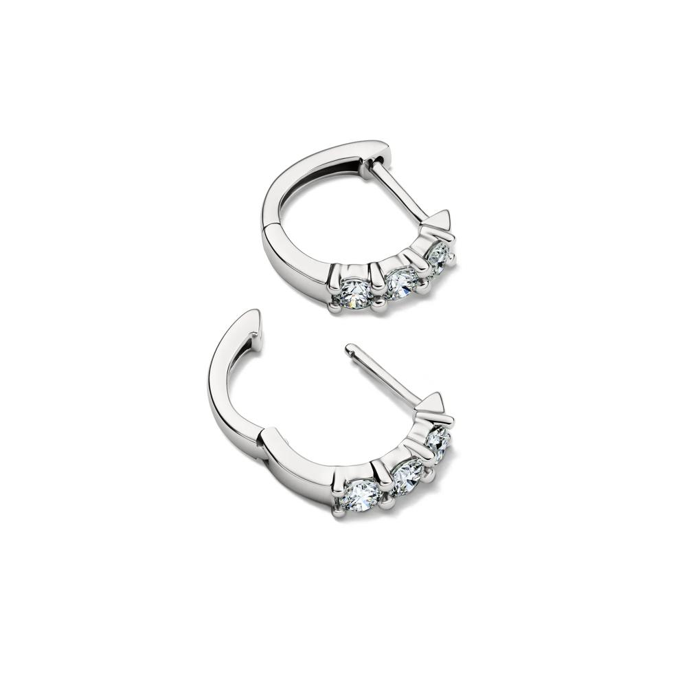Lab Grown Diamond Huggie Hoop Earrings in 14K White Gold (1/2 ct. tw.) – Image 2 of 2