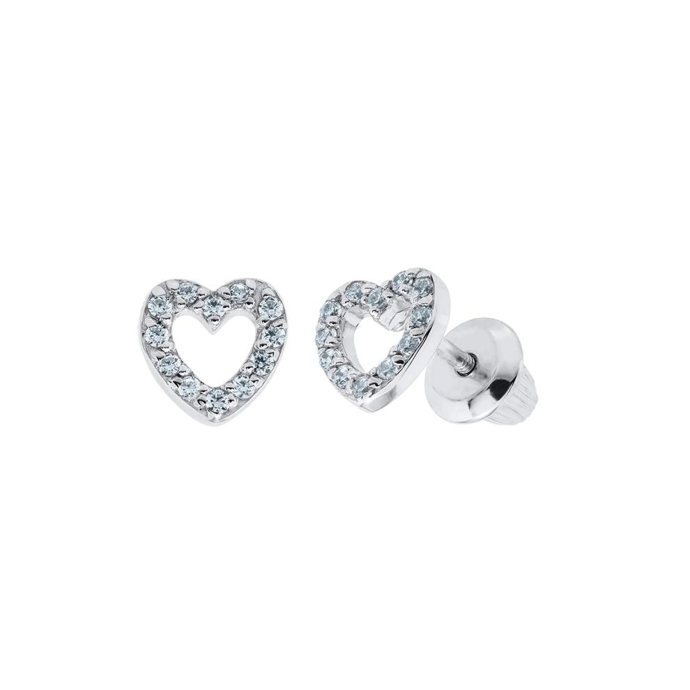 Children's Open Heart Stud Earrings in Sterling Silver – Image 1 of 1