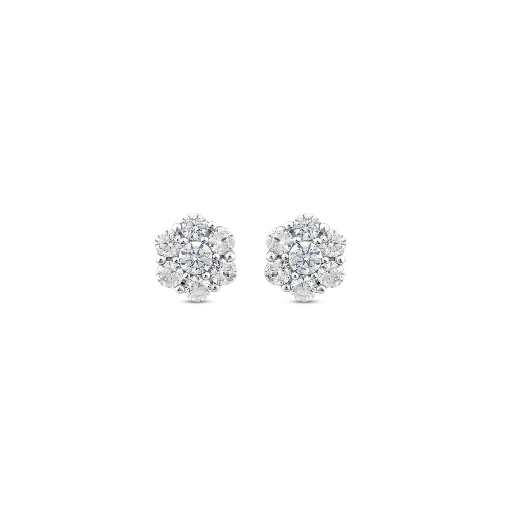 Lab Grown Diamond 7-Stone Earrings in 10K White Gold (1 ct. tw.) – Image 2 of 2
