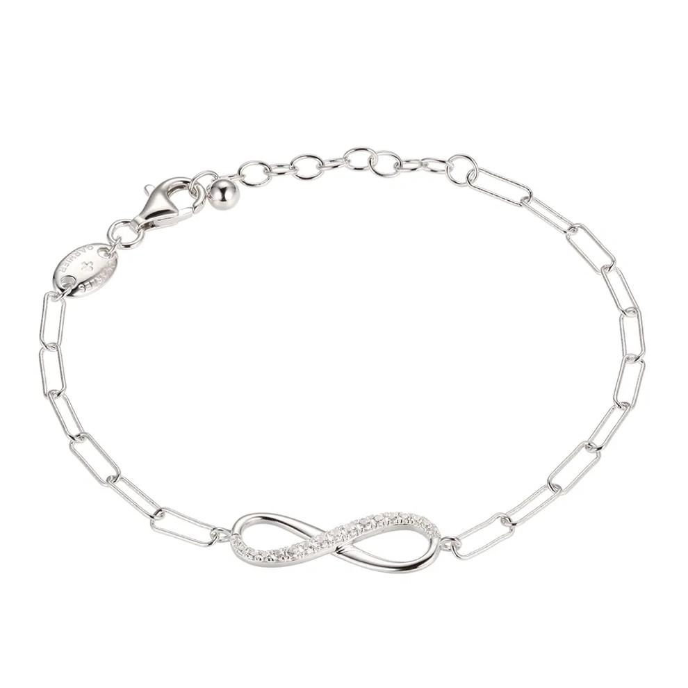 Infinity Bracelet with Paperclip Chain in Sterling Silver – Image 1 of 1