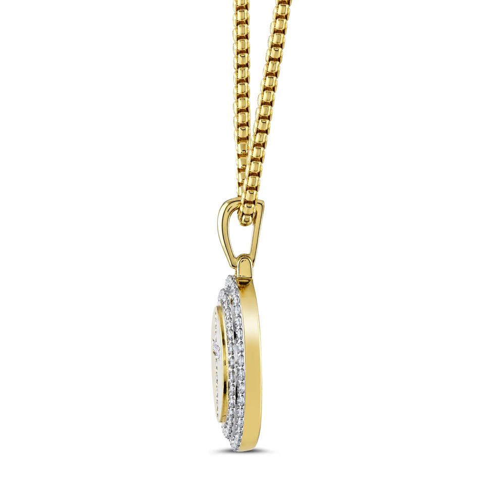 Men's Lab Grown Diamond Cross Coin Pendant Necklace in 10K Yellow Gold (3/4 ct. tw.) – Image 2 of 3