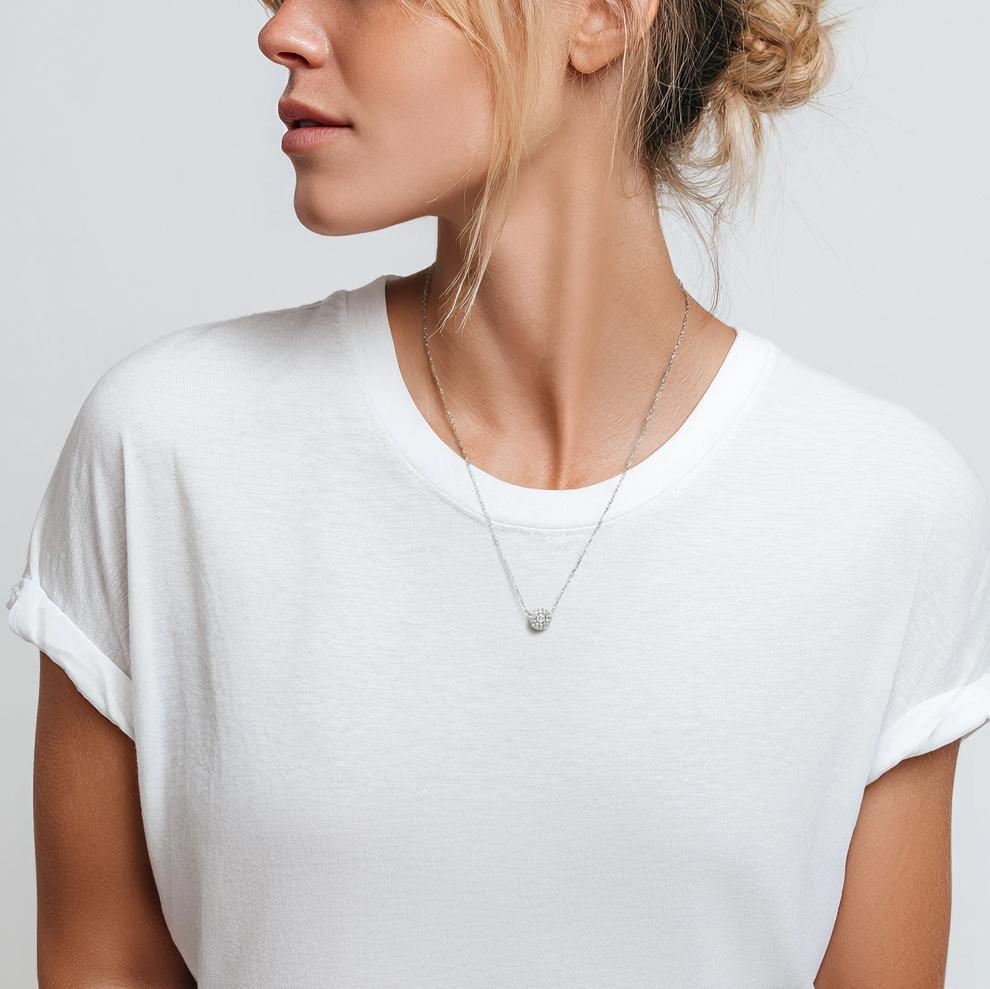 Lab Grown Diamond Double Halo Pendant 14K White Gold | Helzberg