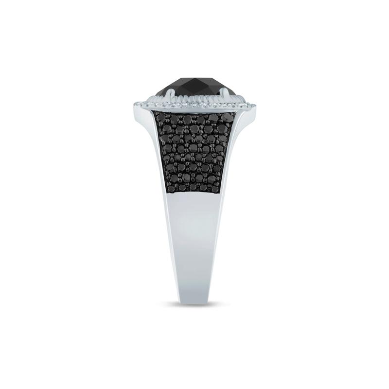 Men&#39;s Onyx Ring with Black and White Diamonds in Sterling Silver &#40;7/8 ct. tw.&#41; – Image 3 of 3
