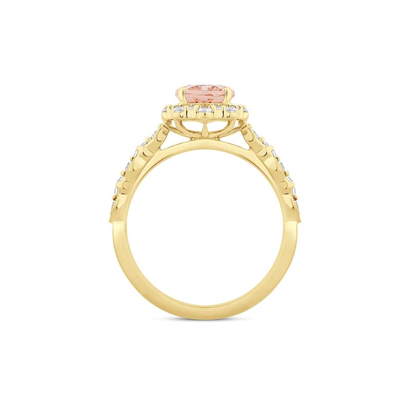 Morganite and Diamond Engagement Ring in 14K Yellow Gold &#40;3/8 ct. tw.&#41; – Image 2 of 3