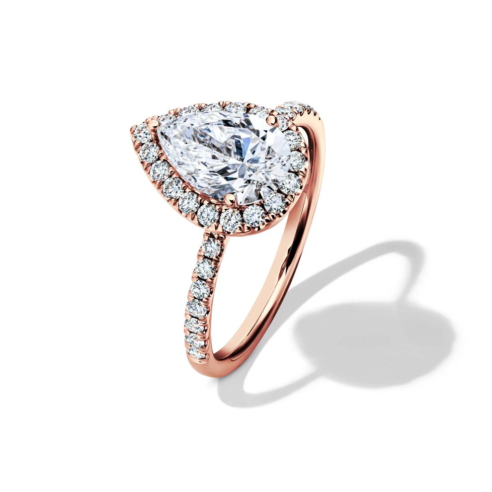 Lab Grown Diamond Pear-Shaped Halo Engagement Ring in 14K Rose Gold (2 ct. tw.) – Image 4 of 4