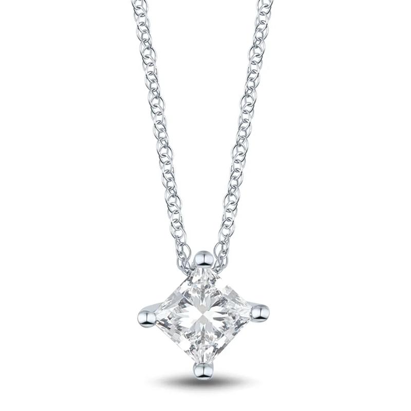 Lab Grown Diamond Pendant Solitaire in 14K White Gold (1/2 ct.) – Image 1 of 3