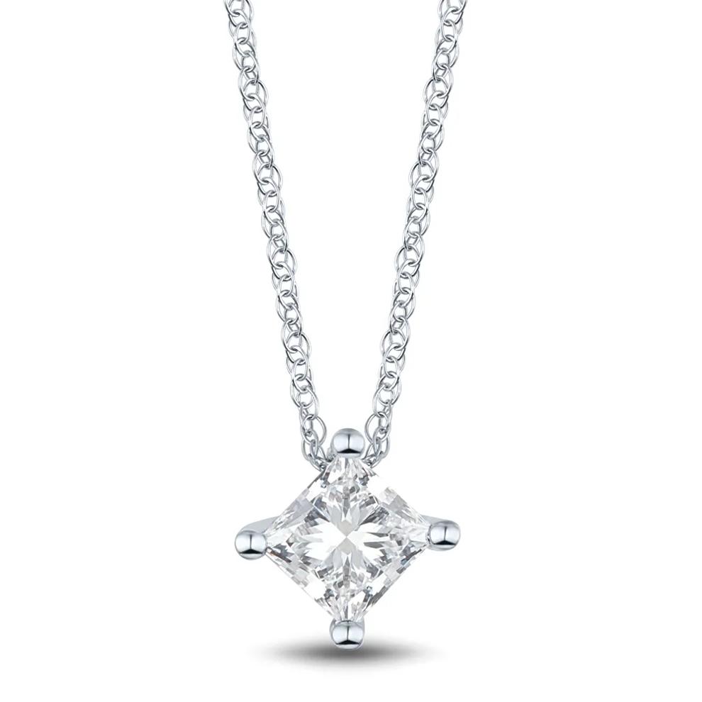 Lab Grown Diamond Pendant Solitaire in 14K White Gold (1/2 ct.) – Image 1 of 3