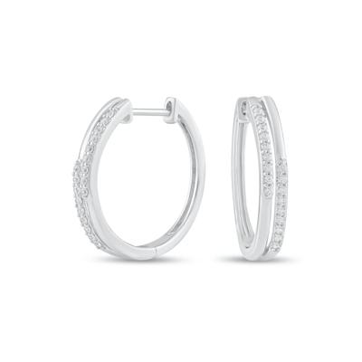 Diamond Double Row Hoop Earrings in Sterling Silver (1/4 ct. tw.)