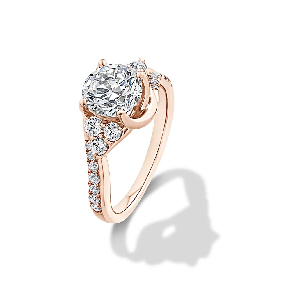 Lab Grown Diamond Round Center Engagement Ring in 10K Rose Gold (2 ct. tw.) – Image 4 of 4
