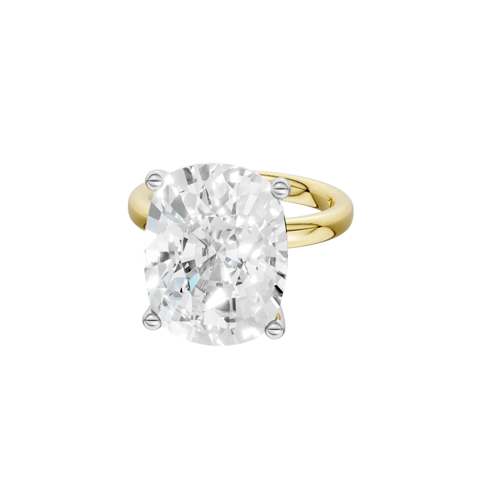 Lab Grown Diamond Elongated Cushion Solitaire Engagement Ring in 14K Yellow &amp; White Gold (10 ct.) – Image 2 of 5
