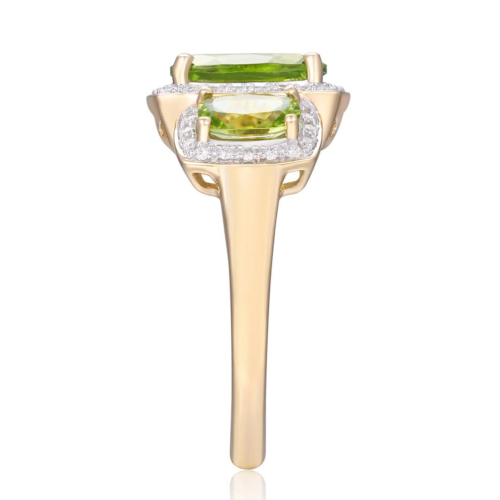 Peridot and Diamond Ring in 10K Yellow gold (1/5 ct. tw.) – Image 3 of 3