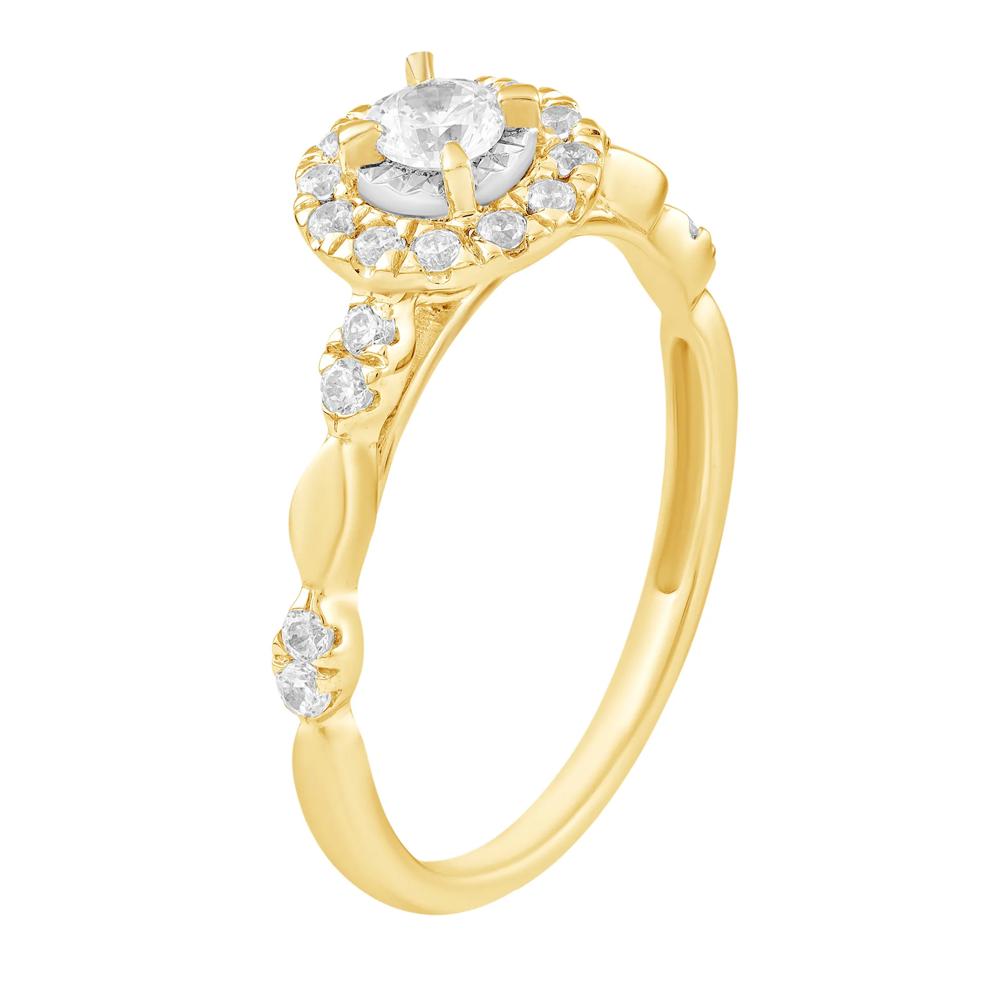 Diamond Center Round Halo Engagement Set in 10K Yellow Gold (1/2 ct. tw.) – Image 4 of 5