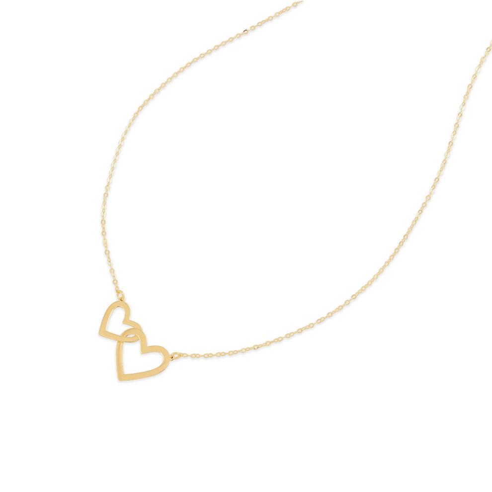 Interlocking Heart Pendant Necklace in 10K Yellow Gold – Image 4 of 4