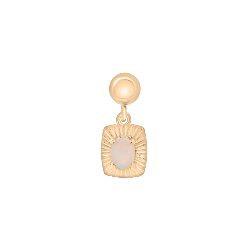 Lab-Created Opal Medallion Birthstone Bead Charm in Vermeil – Image 1 of 3