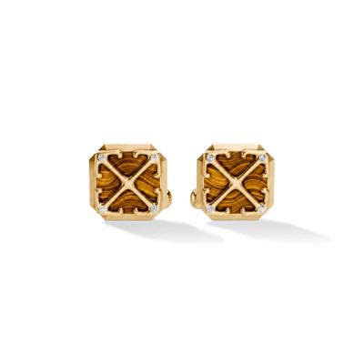 Men's Gemstone & Lab Grown Diamond Accent Arrow Design Cufflinks in 18K Gold Vermeil