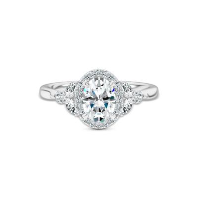 Diamond Oval Halo Engagement Ring in 18K White Gold (1 3/8 ct. tw.)