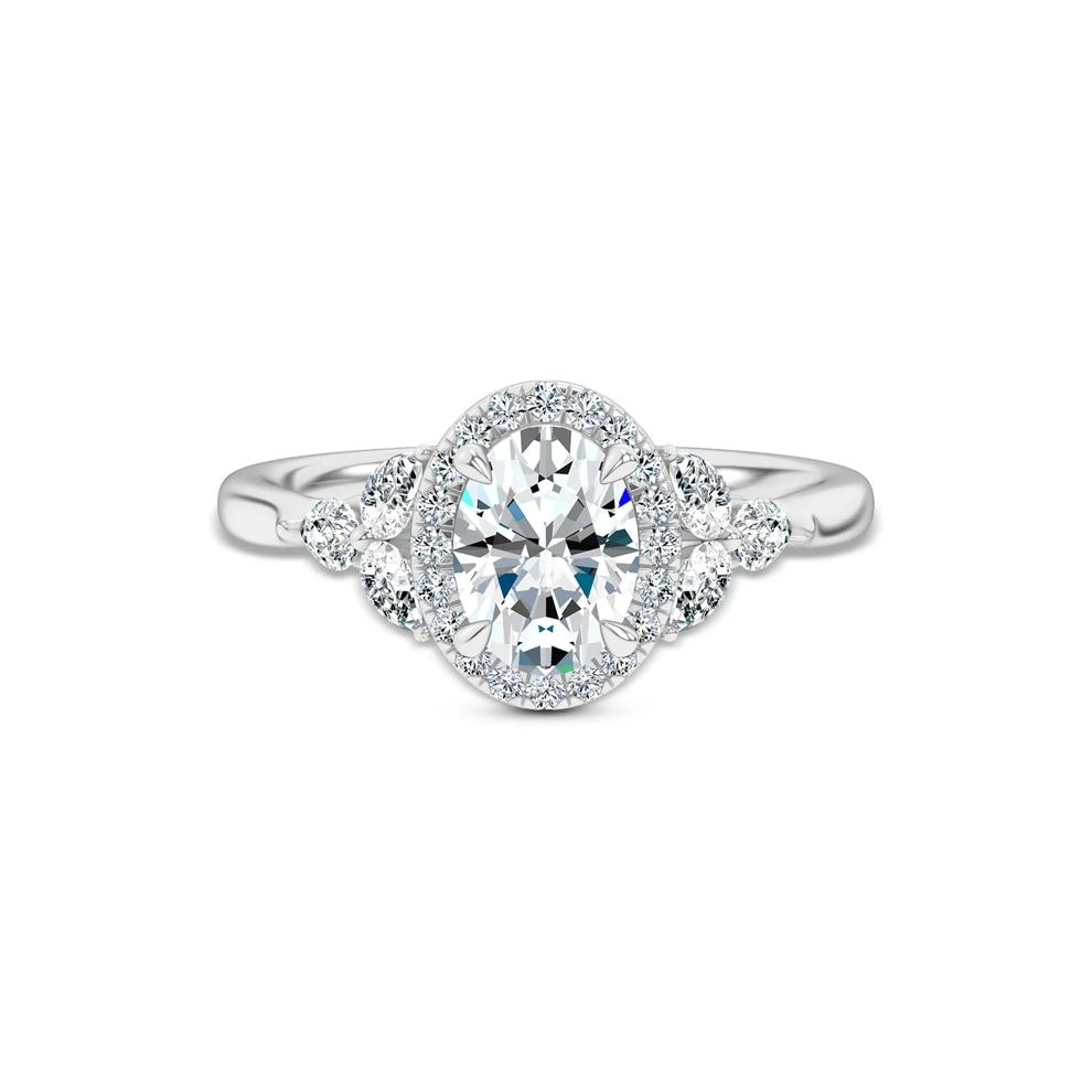 Diamond Oval Halo Engagement Ring in 18K White Gold (1 3/8 ct. tw.) – Image 1 of 4