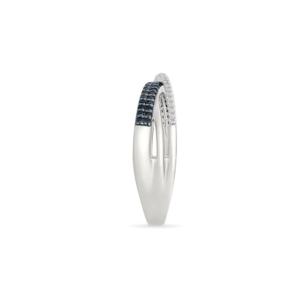 Black and White Diamond Crossover Ring in Sterling Silver (1/4 ct. tw.) – Image 4 of 5