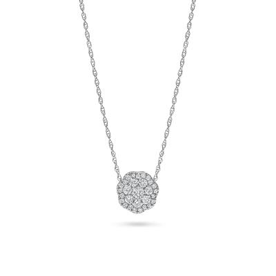 Diamond Floral Composite Pendant Necklace in 10K White Gold (1/4 ct. tw.)