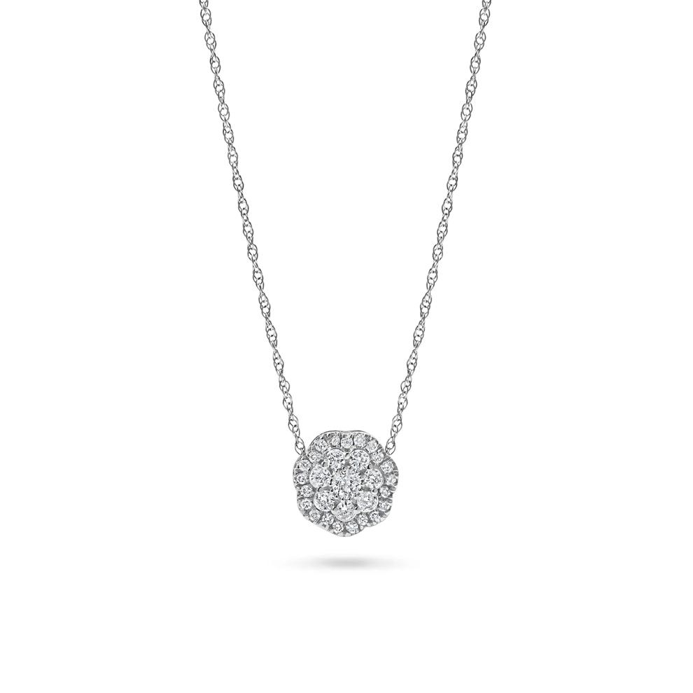 Diamond Floral Composite Pendant Necklace in 10K White Gold (1/4 ct. tw.) – Image 1 of 4