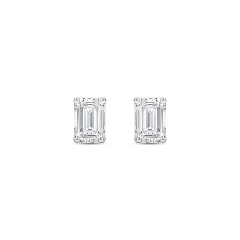 Lab Grown Diamond Emerald-Cut Solitaire Stud Earrings in 14K White Gold &#40;1/2 ct. tw.&#41; – Image 2 of 3